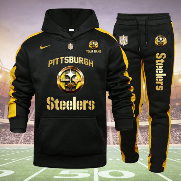 Pittsburgh Steelers-NFL 32 Teams Personlized Golden Logo Hoodie Set-SP11012478ID03