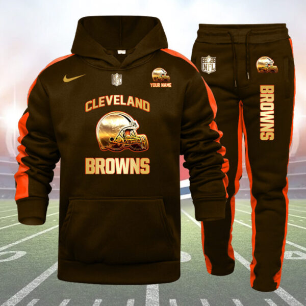 Cleveland Browns-NFL 32 Teams Personlized Golden Logo Hoodie Set-SP11012469ID03