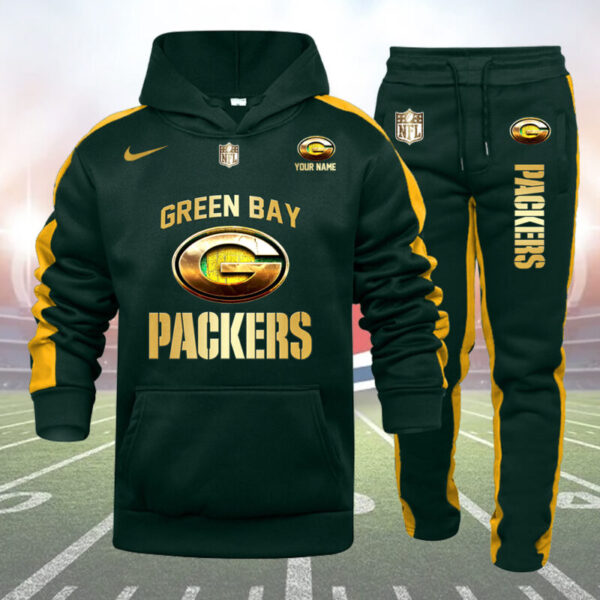 Green Bay Packers-NFL 32 Teams Personlized Golden Logo Hoodie Set-SP11012472ID03