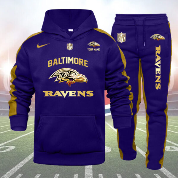 Baltimore Ravens-NFL 32 Teams Personlized Golden Logo Hoodie Set-SP11012467ID03