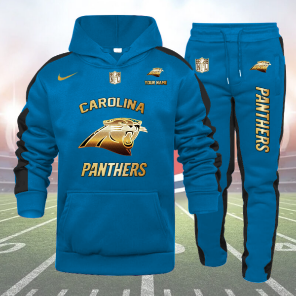 Carolina Panthers-NFL 32 Teams Personlized Golden Logo Hoodie Set-SP12012405ID03DS01