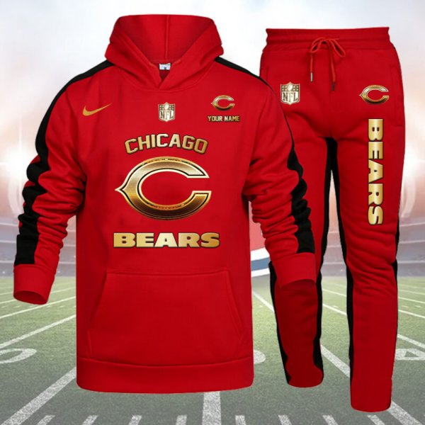 Chicago Bears-NFL 32 Teams Personlized Golden Logo Hoodie Set-SP12012406ID03DS01