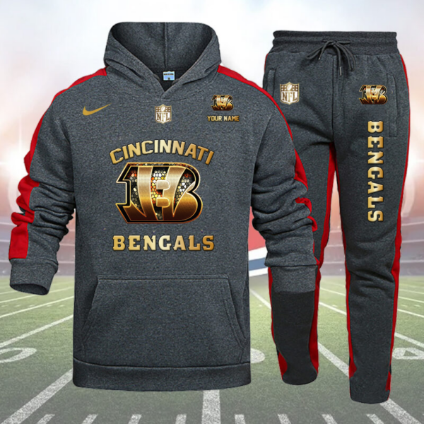 Cincinnati Bengals-NFL 32 Teams Personlized Golden Logo Hoodie Set-SP12012407ID03DS01
