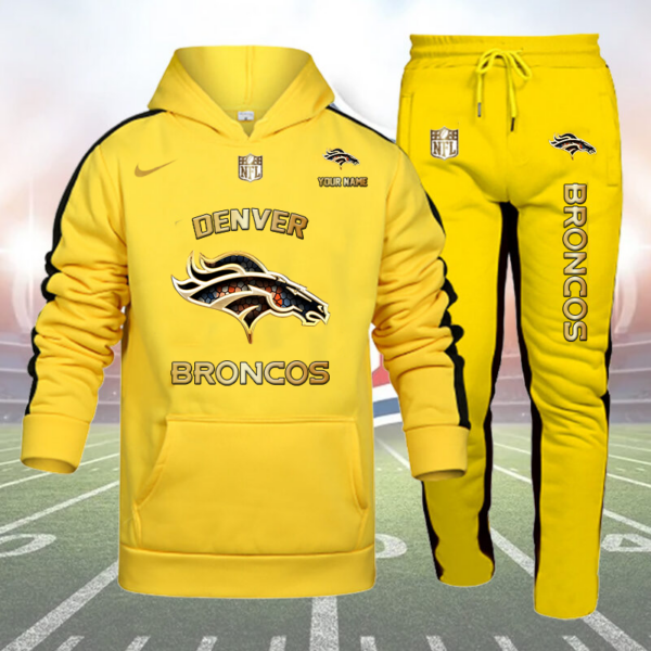 Denver Broncos-NFL 32 Teams Personlized Golden Logo Hoodie Set-SP12012410ID03DS01