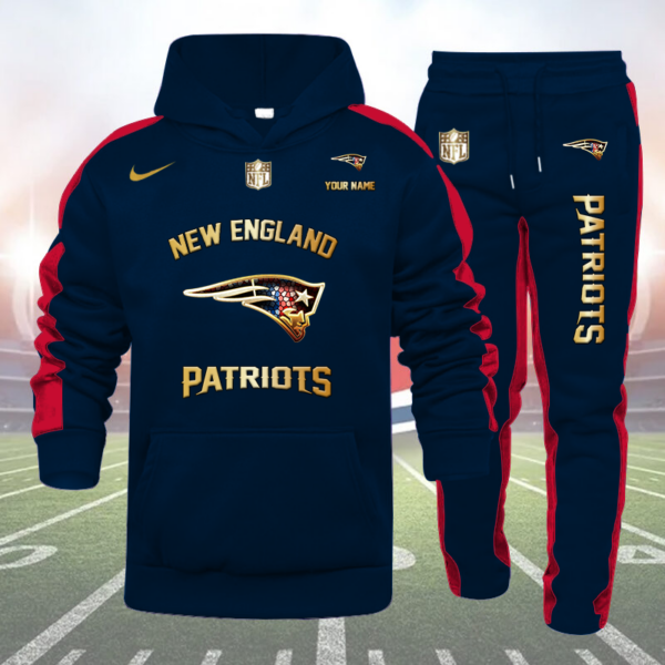 New England Patriots-NFL 32 Teams Personlized Golden Logo Hoodie Set-SP12012422ID03DS01