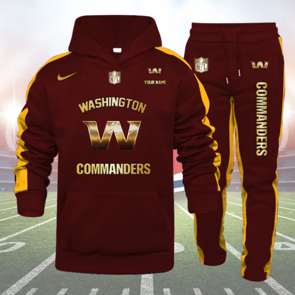 Washington Commanders-NFL 32 Teams Personlized Golden Logo Hoodie Set-SP12012432ID03DS01