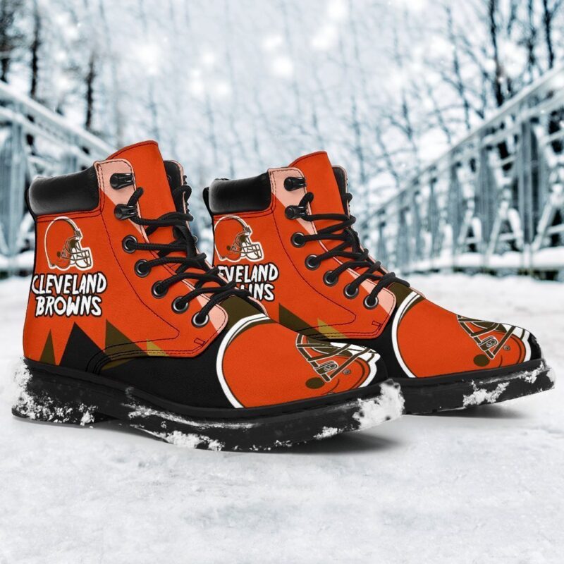 Cleveland Browns All Season Boots | Casual Shoes | Vegan Leather Custom Boot Shoes TB141