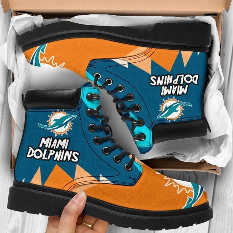 Miami Dolphins All Season Boots | Casual Shoes | Vegan Leather Custom Boot Shoes TB143