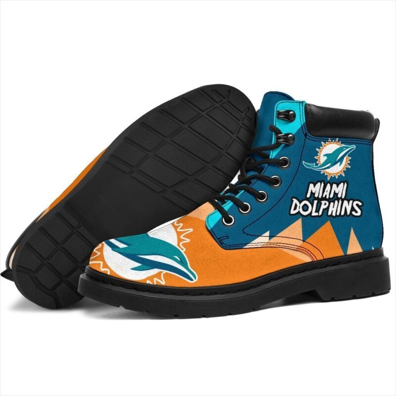 Miami Dolphins All Season Boots | Casual Shoes | Vegan Leather Custom Boot Shoes TB143