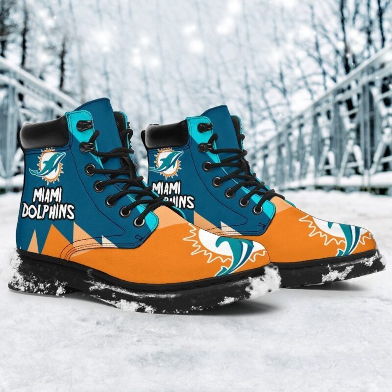 Miami Dolphins All Season Boots | Casual Shoes | Vegan Leather Custom Boot Shoes TB143