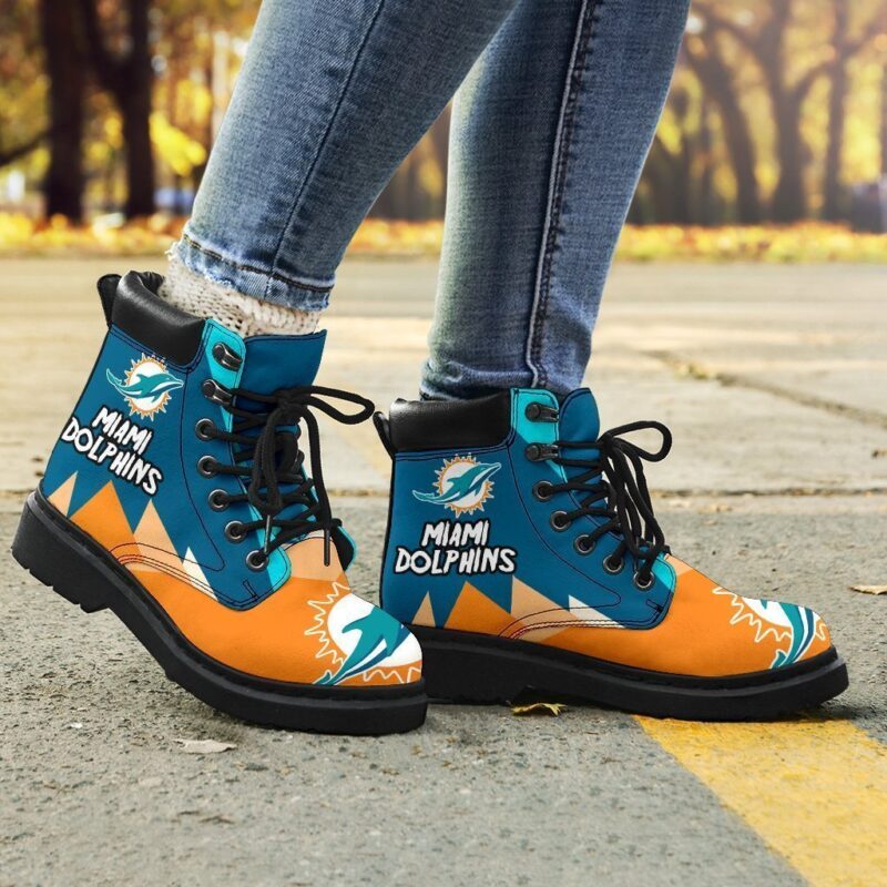 Miami Dolphins All Season Boots | Casual Shoes | Vegan Leather Custom Boot Shoes TB143