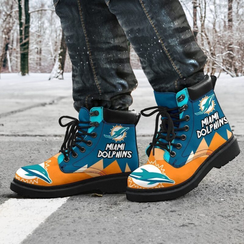 Miami Dolphins All Season Boots | Casual Shoes | Vegan Leather Custom Boot Shoes TB143