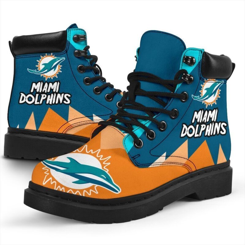 Miami Dolphins All Season Boots | Casual Shoes | Vegan Leather Custom Boot Shoes TB143