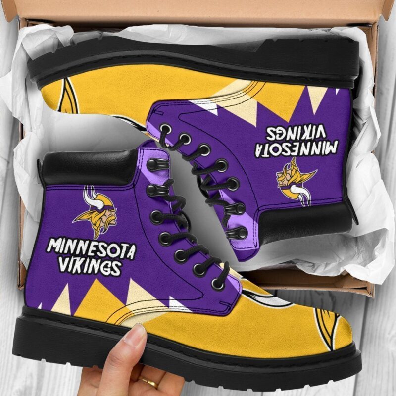 Minnesota Virkings All Season Boots | Casual Shoes | Vegan Leather Custom Boot Shoes TB145