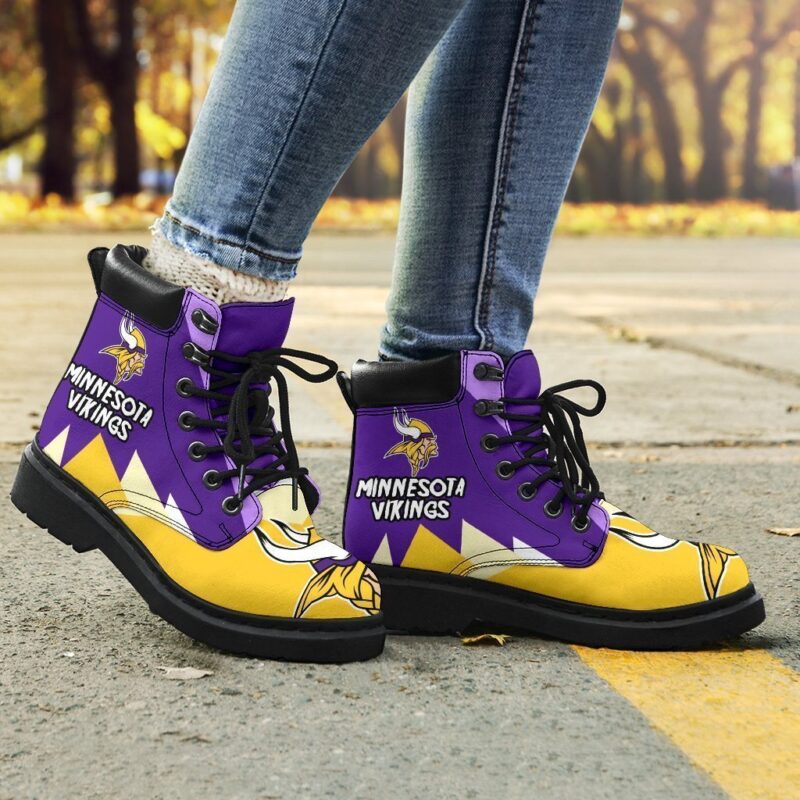 Minnesota Virkings All Season Boots | Casual Shoes | Vegan Leather Custom Boot Shoes TB145