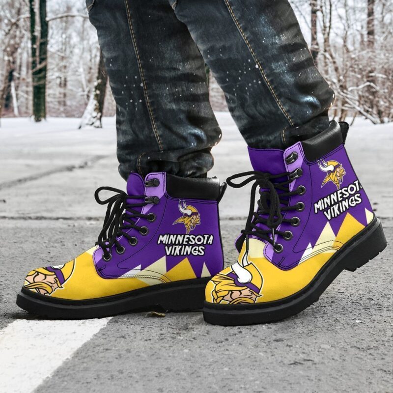 Minnesota Virkings All Season Boots | Casual Shoes | Vegan Leather Custom Boot Shoes TB145