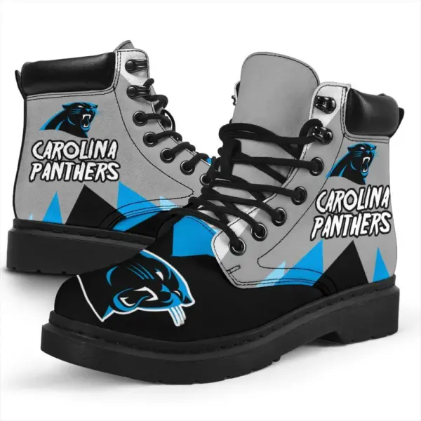 Carolina Panthers All Season Boots | Casual Shoes | Vegan Leather Custom Boot Shoes