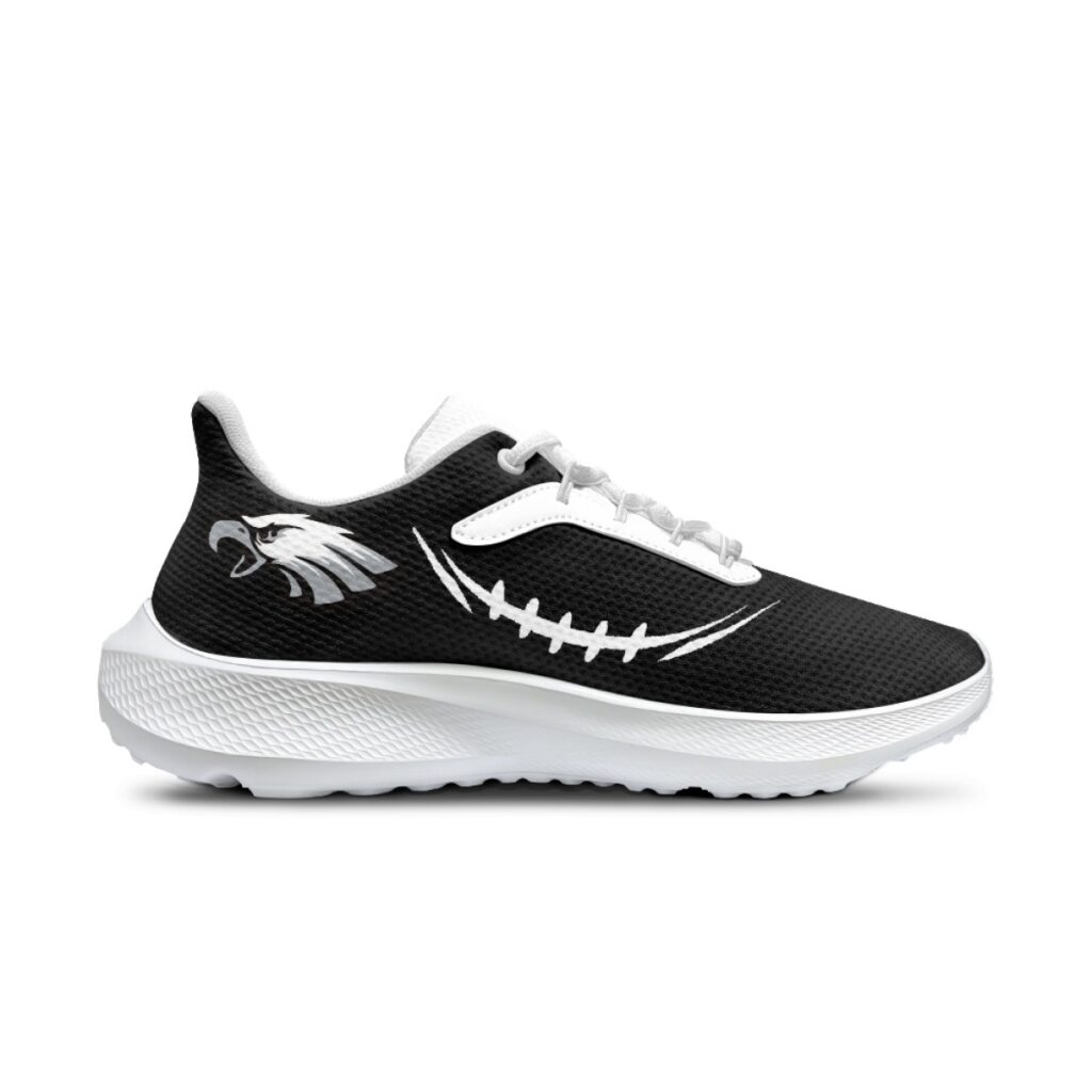 Philadelphia Eagles Running Shoes Show your team pride with these Philadelphia Eagles Running Shoes, designed for ultimate comfort and style. Perfect for game day or casual wear, these sneakers are a must-have for any Eagles fan. Material: Crafted with 100% EVA material soles and insoles, these sneakers offer lightweight and durable support for your feet. Design: Featuring a classic lace-up closure with 5 eyelets, these sneakers ensure a secure fit and easy on-and-off access. Fit: The lace-up closure provides a timeless look while allowing for a customizable fit. Versatility: Ideal for every season, these sneakers are designed to be worn all year round, keeping you in style and comfort no matter the weather. Team Spirit: With the iconic Philadelphia Eagles colors and logo, you can proudly display your team loyalty wherever you go. Whether you're heading to the stadium, running errands, or enjoying a casual outing, these Philadelphia Eagles Running Shoes are the perfect addition to your wardrobe. Support your team in style and comfort!