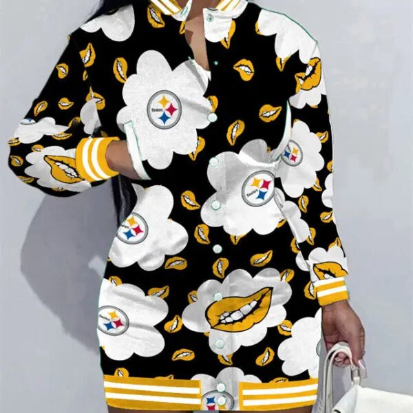 Pittsburgh Steelers Women Button Down Jacket Dress AZBTBDJD000245