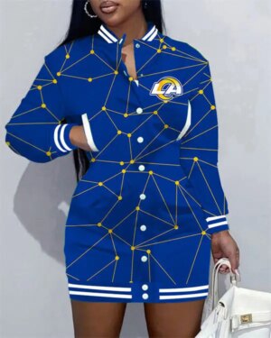 Los Angeles Rams Women Button Down Jacket Dress AZBTBDJD000249