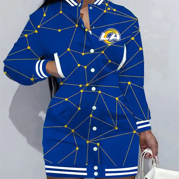Los Angeles Rams Women Button Down Jacket Dress AZBTBDJD000249