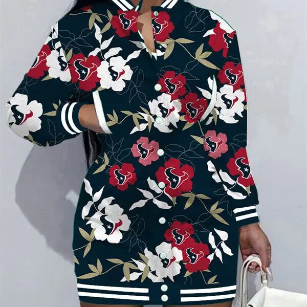 Houston Texans Women Button Down Jacket Dress AZBTBDJD000381