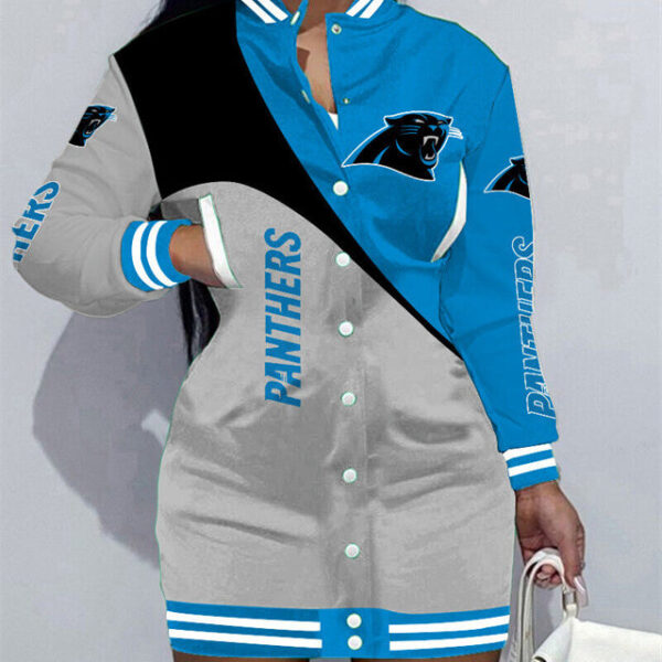 Carolina Panthers Women Button Down Jacket Dress AZBTBDJD000330