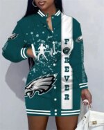 Philadelphia Eagles Women Button Down Jacket Dress AZBTBDJD000287