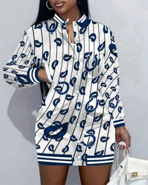 Indianapolis Colts Women Button Down Jacket Dress AZBTBDJD000097