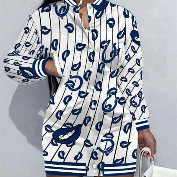 Indianapolis Colts Women Button Down Jacket Dress AZBTBDJD000097