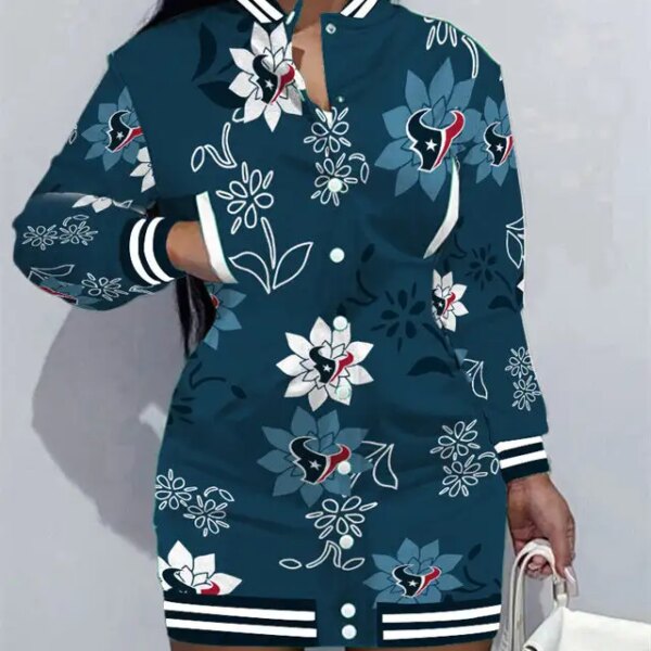 Houston Texans Women Button Down Jacket Dress AZBTBDJD000007