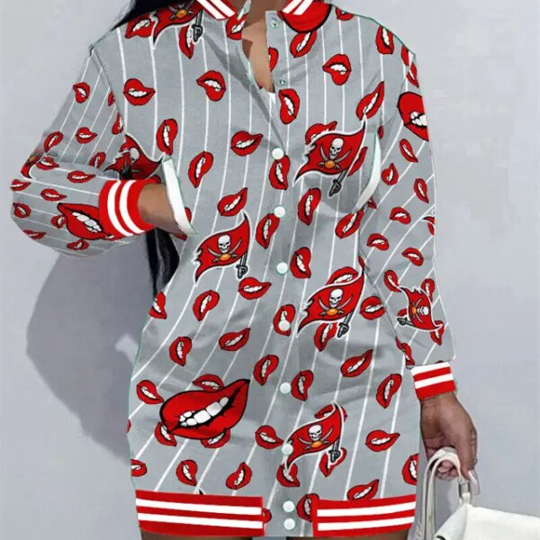 Tampa Bay Buccaneers Women Button Down Jacket Dress AZBTBDJD000036