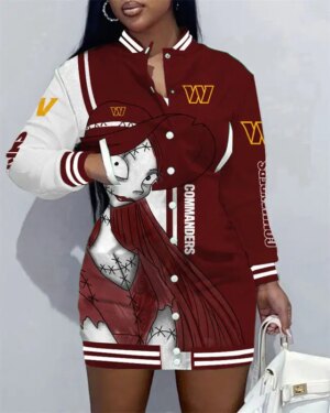 Washington Commanders Women Button Down Jacket Dress AZBTBDJD000064