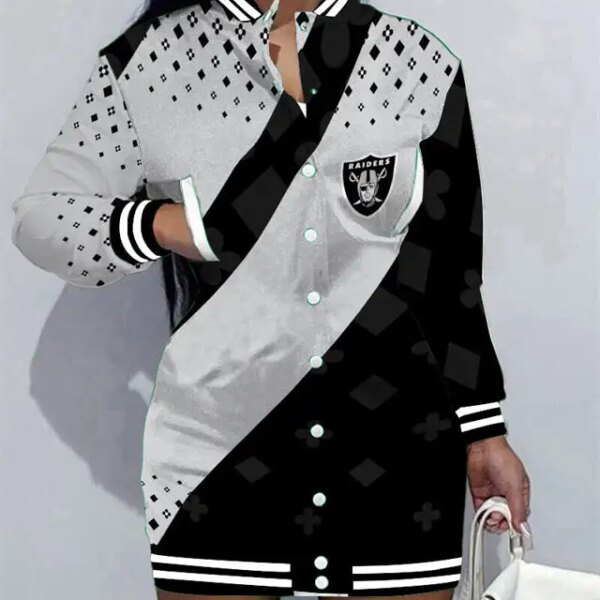 Las Vegas Raiders Women Button Down Jacket Dress AZBTBDJD000054