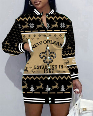New Orleans Saints Women Button Down Jacket Dress AZBTBDJD000222