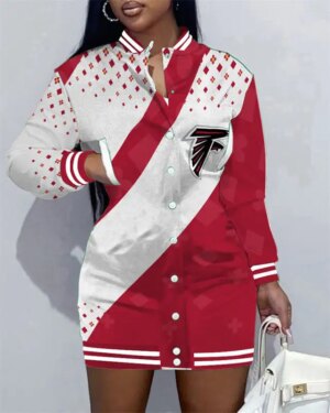 Atlanta Falcons Women Button Down Jacket Dress AZBTBDJD000347