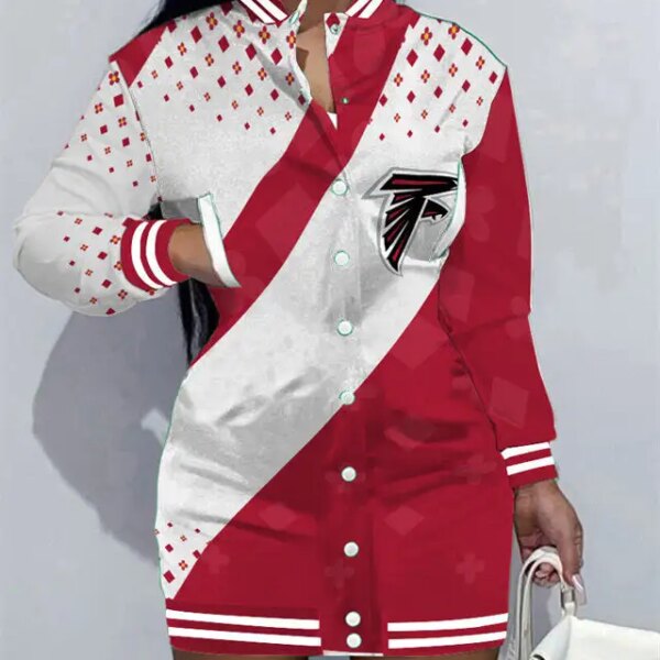 Atlanta Falcons Women Button Down Jacket Dress AZBTBDJD000347