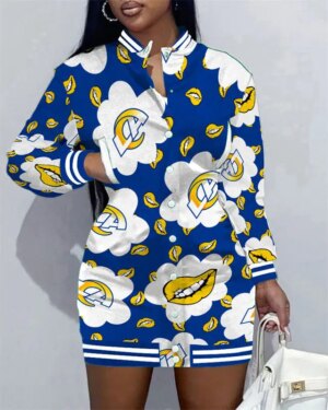 Los Angeles Rams Women Button Down Jacket Dress AZBTBDJD000247