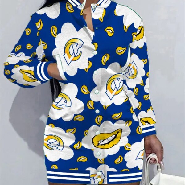 Los Angeles Rams Women Button Down Jacket Dress AZBTBDJD000247