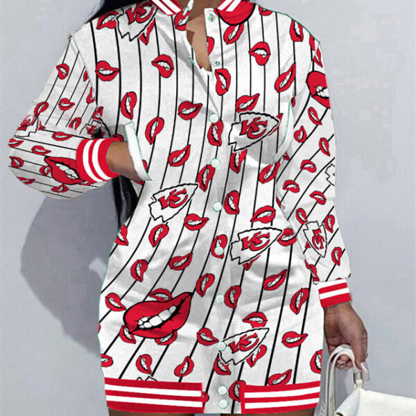 Kansas City Chiefs Women Button Down Jacket Dress AZBTBDJD000018