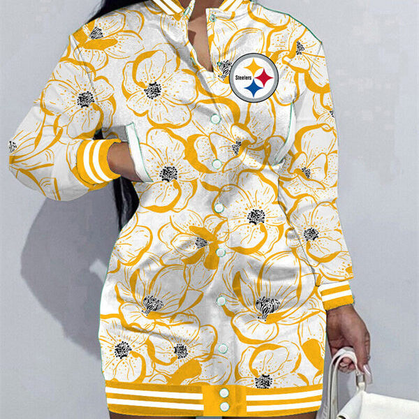 Pittsburgh Steelers Women Button Down Jacket Dress AZBTBDJD000084