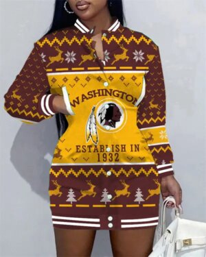 Washington Commanders Women Button Down Jacket Dress AZBTBDJD000083