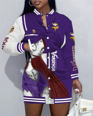 Minnesota Vikings Women Button Down Jacket Dress AZBTBDJD000336