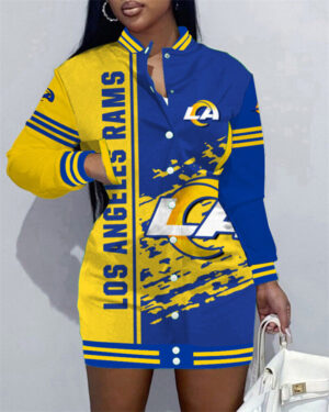 Los Angeles Rams Women Button Down Jacket Dress AZBTBDJD000068