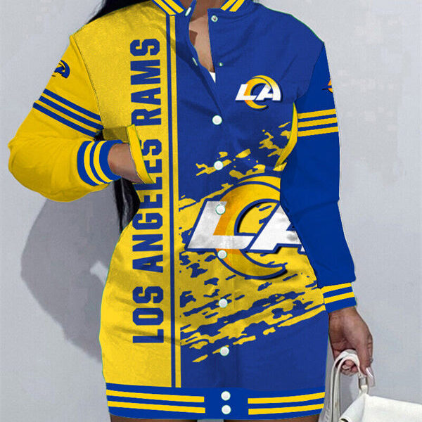 Los Angeles Rams Women Button Down Jacket Dress AZBTBDJD000068