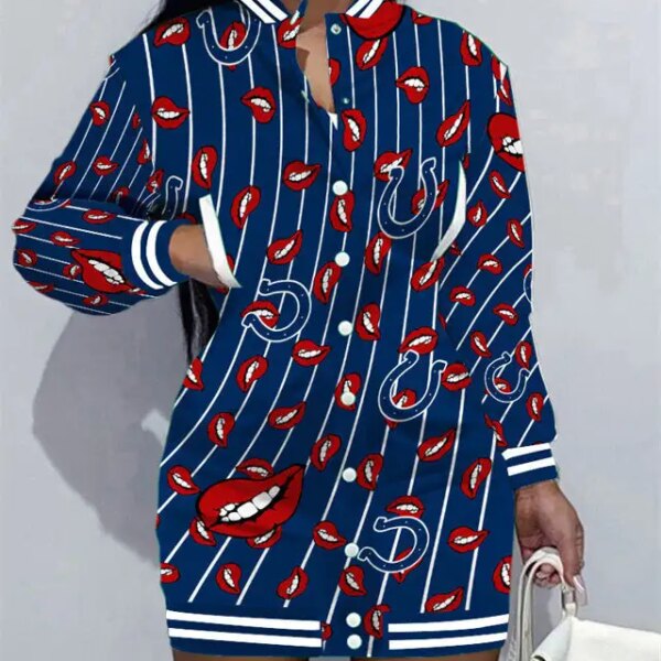 Indianapolis Colts Women Button Down Jacket Dress AZBTBDJD000093