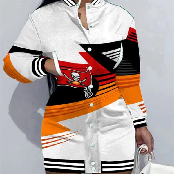 Tampa Bay Buccaneers Women Button Down Jacket Dress AZBTBDJD000198