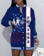 New York Giants Women Button Down Jacket Dress AZBTBDJD000076