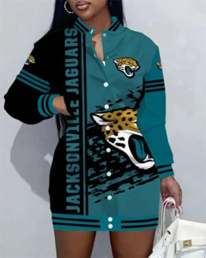 Jacksonville Jaguars Women Button Down Jacket Dress AZBTBDJD000074