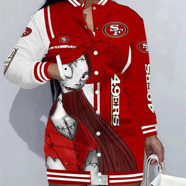 San Francisco 49ers Women Button Down Jacket Dress AZBTBDJD000262